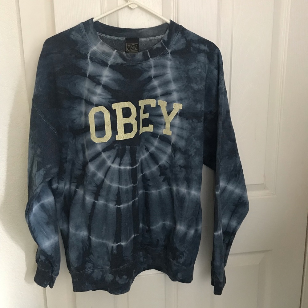 Obey tye dye blue sweatshirt